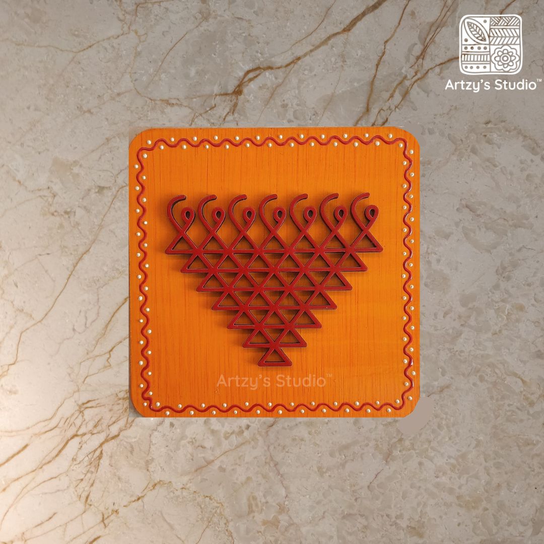 Yellow Sarswati with Red Color BG Small Frame